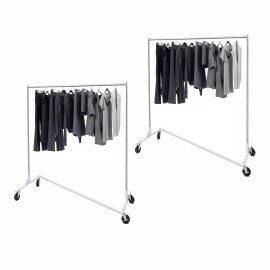 SEGAWE 2X Metal Clothes Garment Rack Collapsible Clothing Stand Rolling W/ Wheel Z-Base