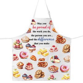 JNIAP Pastry Chef Apron Dessert Lover Gifts Dessert Chef Apron Baking Apron With Desserts, May You Be Many Dessert Ap, Large