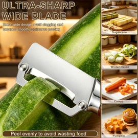 2Pcs 2 in 1 Multifunctional Vegetable Peeler for Kitchen with Wooden Handle and Bottle Opener, Premium Stainless Steel Blade Kitchen Tool for Potato Fruit