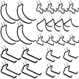 INCLY 24 Pack Heavy Duty Pegboard Hooks, 1/4" Pegboard Drill Holder Tool Utility Hooks, Peg Board Tool Hangers Accessories for Hanging Power Tools, Drill, Hammer, Workbench, Garage