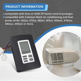9330A3341 9-Series Digital Thermostat Compatible with Coleman 12V, Black, Suitable for Air Conditioning and Heat Pump 4XXXX Series, 9330-3341