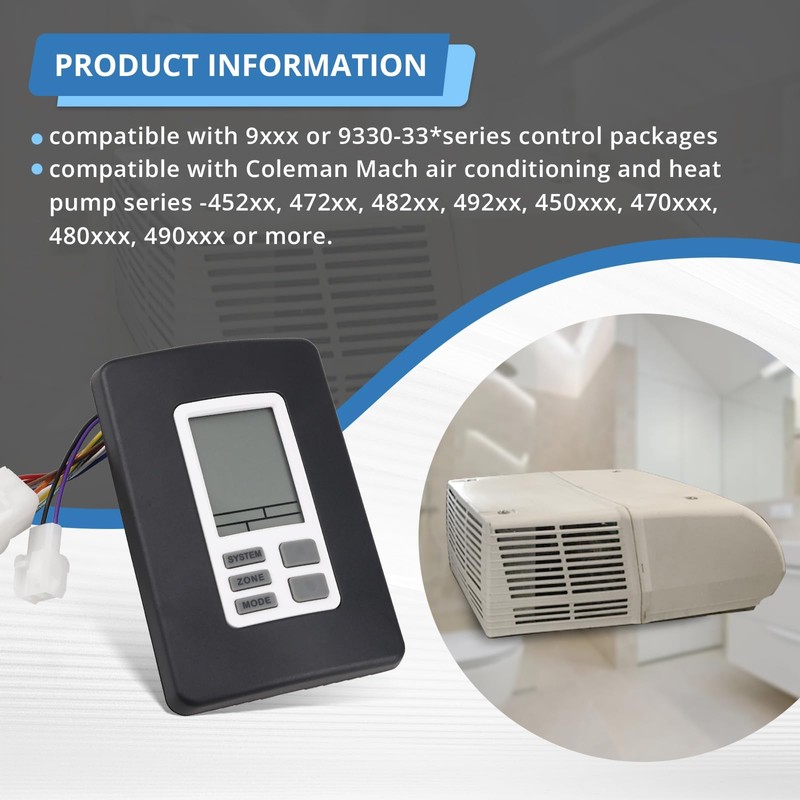 9330A3341 9-Series Digital Thermostat Compatible with Coleman 12V, Black, Suitable
