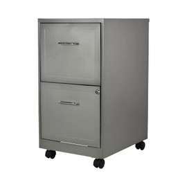 MUNDO IN MUEBLES Archivero Metálico de Oficina Tamaño Carta 2 Gavetas con Ruedas, Archivero Vertical, Pedestal Metálico Organizador (Gris) 15478      