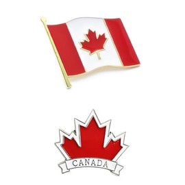 ROSTIVO Canada Flag Pin Lapel Enamel Pins for Backpacks Hat Canada Day Maple Leaf Canadian Brooch Pin Badge for Men Women (2 Pack)