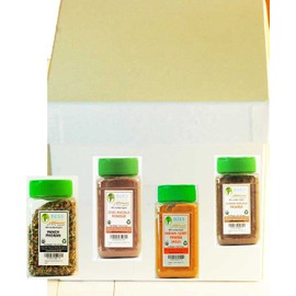 Indus Organics Indian Gourmet Collection Gift Set (Salt Free Blends), 4 Jars of 8 Oz Each in Gift Box