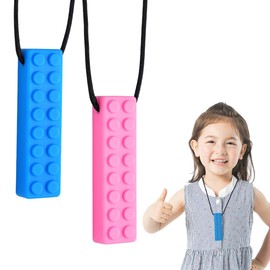 2 Stück Sensory Kauen Halskette, Langlebiges Und Starkes Silikon-Kauspielzeug, Vicloon Kauen Halskette, Baby Beißspielzeug BPA-Frei, Kaukette Für Jungen Und Mädchen