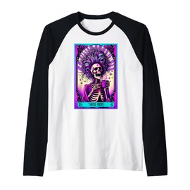 Tired Mom Tarot Card Mama Skeleton Mother Wife Mum Coffee Raglan Baseball Tee