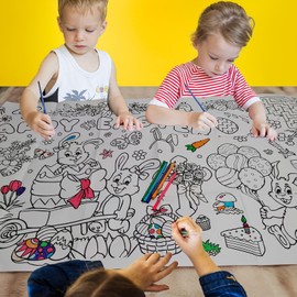 Comelodiant Easter Giant Coloring Poster Paper Table Runner 30 * 72inch Coloring Tablecloth for Kids Arts and Crafts Activities Easter Party Decorations Supplies Wall Decor