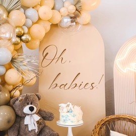 Oh Babies Sign Decal for Backdrop Gold Brown Large,Twins Baby Shower Decorations Neutral Gender Reveal Decor,Newborn Baby Shower Decoration (Oh Babies Decal)