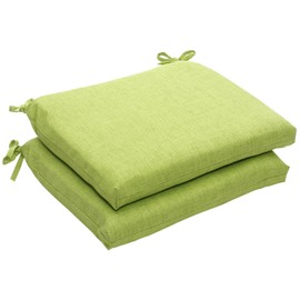 Pillow Perfect 451664 Indoor/Outdoor Green Textured Solid Square Seat Cushion, 2-Pack,18.5 in. L X 16 in. W X 3 in. D