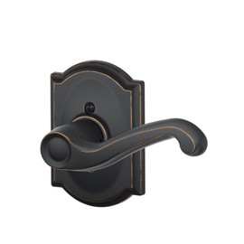 Schlage Lock Company Flair Right Handed Lever with Camelot Trim Non-Turning Lock, Aged Bronze (F170 FLA 716 CAM RH)