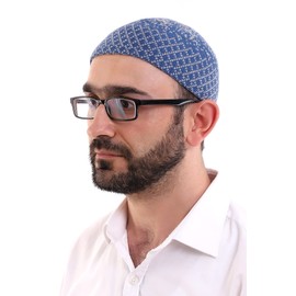 ihvan online - Sombreros de lana turca musulmana de invierno para hombre, Taqiya, Takke, Peci, gorras islámicas, Azul, One Size