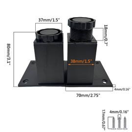 Yuqim 4 Pack Furniture Legs 3 Inch Adjustable Square Sofa Legs Modern Cabinet Feet Replacement Table Support Legs Metal Furniture Feet(Black. 3.1-3.8 Inch)