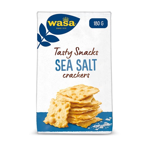 Wasa Delicate Cracker Sea Salt – Knusperleichte Cracker mit Meersalz – 5er Pack (5 x 180g)