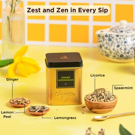 CHAYAM Fenugreek Tea (100g) & Ginger Lemongrass Tea (50g) Tin Set | Wellness Tea Combo in Tin | Herbal Loose Leaf Tea Canister - Combo Tea Set