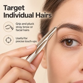 Eyebrow Tweezers for Precise Facial Hair Plucking - Rounded Tip, Golden Finish