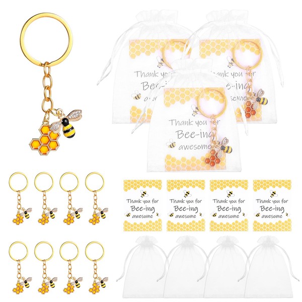 25 Set Cute Bee Keychain,Bulk Inspirational Bee Key Chain,Bees Employee