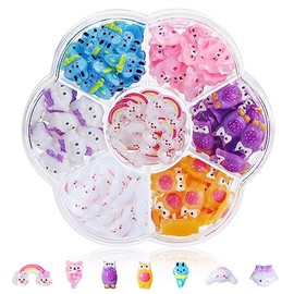 70 Pcs Nail Charms, TemBelle Slime Charms, Resin Flatbacks 3D Nail Charms for Nail Art Decorations Supplies, DIY Art Nail,Hair Clips, Refrigerator Magnets, Dress Up and Phone Cases Etc (7Colors) (O)