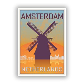 2 x Amsterdam Netherlands Vinyl Sticker Travel Luggage #7969 10 cm / 100 mm Wide Colourless