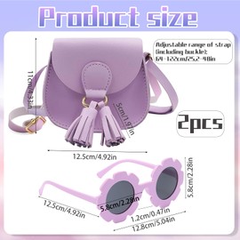 RJFUJP Kids Handbag with Sunglasses, Girl Bag for 3-5 Year Olds, Purple Kids Bags for Girls with Adjustable Strap, Little Girls Handbag Set for Party and Outdoor Activities
