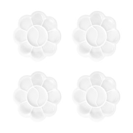 ccHuDE 20 Pcs Flower Shape Paint Palettes Plastic Watercolor Palettes Water Color Mixing Trays Small Painting Palettes White Painting Dishes Trays