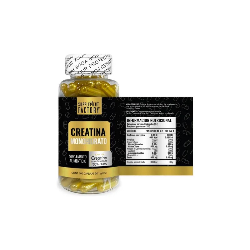 Creatina Monohidratada 100 Cápsulas, Calidad Premium
