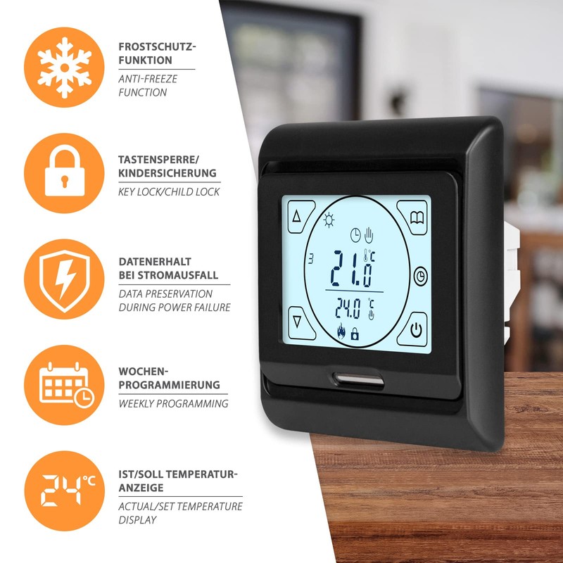 E91 Digital Thermostat Room Controller with Touch Display and EXT