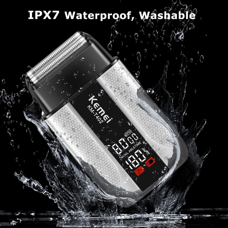 KEMEI IPX7 Foil Shavers Electric Razor for Men with 3