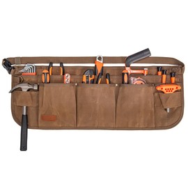 Waist Tool Belts with 13 Pockets,Waxed Canvas Tool Apron,Nail Apron,Woodworking Pouch for Men and Women,Adjustable Length from 28 to 45 Inches