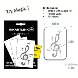 INKARTLINK Semi Permanent Tattoos, 3 Sheets of Small Temporary Tattoos, Adult Art Designs, Party Favors, Waterproof, Realistic, No Adhesive, No Reflective, Lasts 1-2 Weeks (Music Notes)