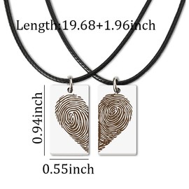 Couples Necklaces for Him Her Girlfriend Boyfriend Anniversary Valentines Day Gifts for Wife Husband Fingerprint Necklace for Women Men Matching Necklaces for 2 Best Friend Birthday Gift Ideas
