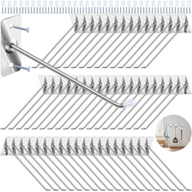 Waltool 60 Pcs 8"/20CM Stainless Steel Wall Mounted Hook with Rubber Protective Caps and Screws, Home Storage Organizer Hangers for Garage Shop Retail Office Kitchen Store Display
