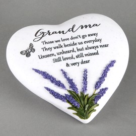 Thoughts Of You Heart Outdoor Memorial Plaque with Lavender design, Grandma