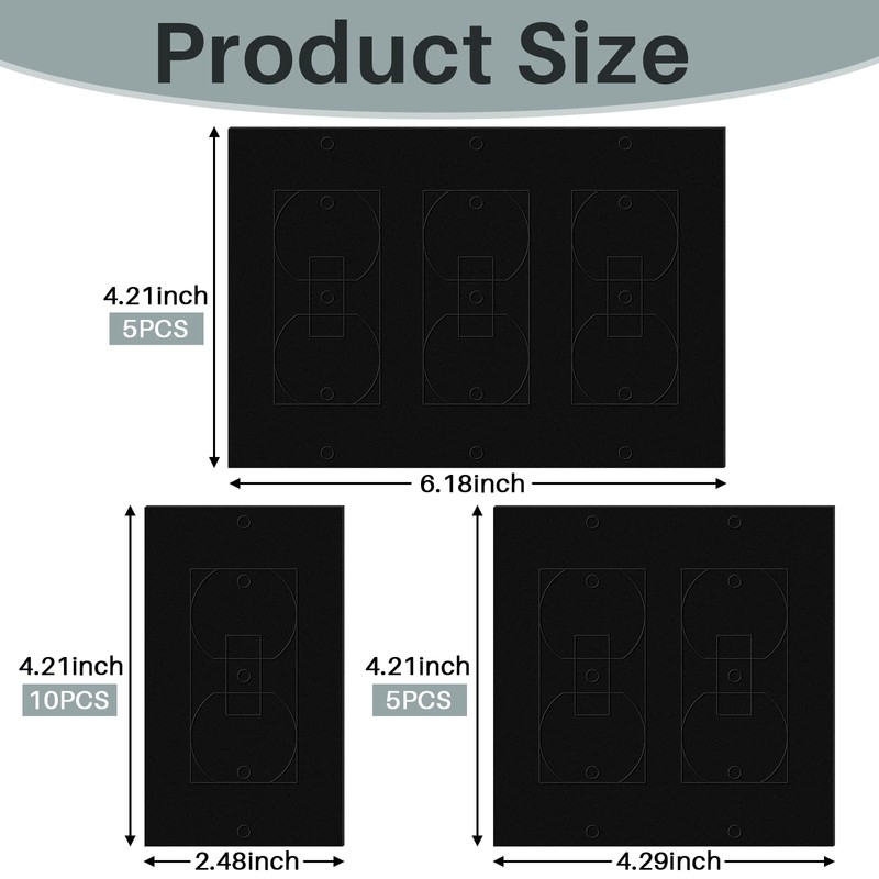 Tondiamo 20 Pcs Black Wall Insulation Gasket Rectangle Wall Plate