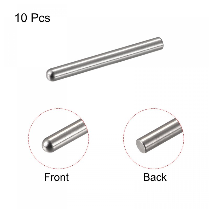 sourcing map 5x50mm Dowel Pins, 10pcs 304 Stainless Steel Round