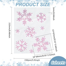 FINGERINSPIRE 6 Sheets Snowflakes Rhinestone Iron-On Patches 48 Pieces Multicoloured Snowflake Shape Glass Rhinestone Hotfix Appliques Camellia Glitter Rhinestone Patches for Christmas Decoration