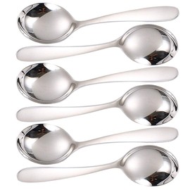 SHULI Soup Spoons for Kids, Stainless Steel Bouillion, Classic Spoons, Tablespoons, Salad Spoons, for Restaurant, Home, Medium, 6 Pieces