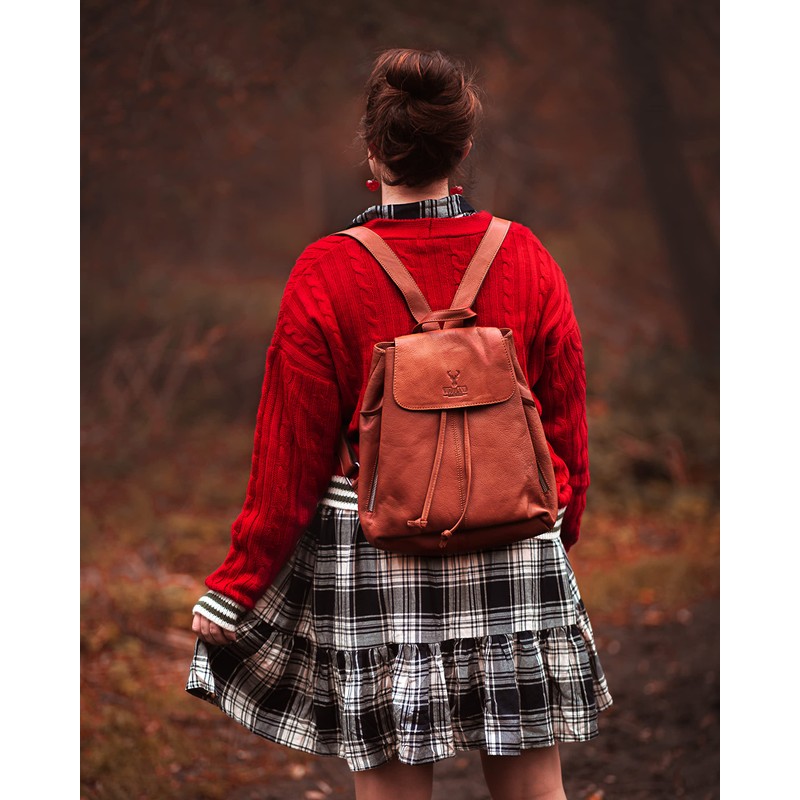 Woodland Leathers Genuine Leather anti theft backpack for women, Medium
