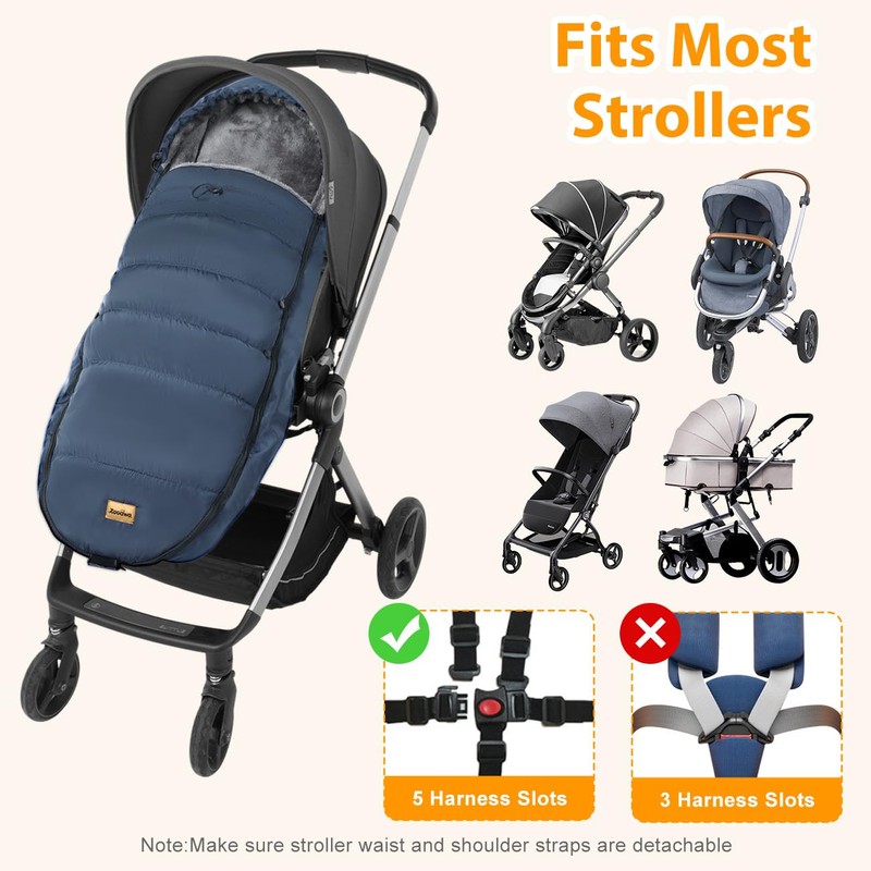 Zooawa Stroller Bunting Bag Universal, Waterproof Baby Stroller Footmuff, Christmas