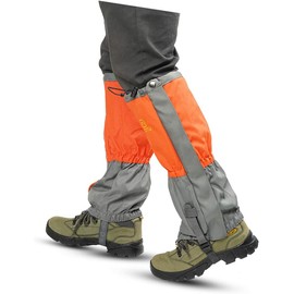 Hmseng Hiking Gaiters, Leg Gaiters for Men Women. 600D Oxford Lightweight Durable Snow Gaiters with Waterproof Zipper or Mountain Snow, Hiking, Skiing, Walking, Climbing, Hunting-orange