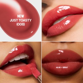 REVLON Super Lustrous Glimmer Lip Oil, Moisturizing & Tinted, Shiny Finish, Made with Plant-Based Squalane, 008 Just Toasty, 0.13 fl oz