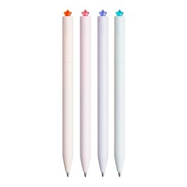 Kaco FIRST Bolígrafos de gel lindos de papelería, tinta negra, 0.7 mm de punta media, bonitos bolígrafos con estrellas para diarios (4 colores brillan