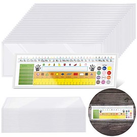 45 Pieces Nameplate Pockets Self-Adhesive Name Plate Clear Pockets for Classroom Desk, 14.2 x 4.7 Inch