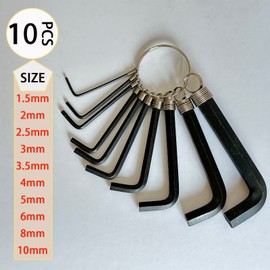 10pcs Allen Wrenches Set, 1.5-10 mm Hex Key Key Chain Set, Portable L Shape Bike Allen Wrench Repair Tool