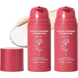 Base de Maquillaje Coreana que Cambia de Color,Maquillaje Coreano Alta Cobertura,Base para Pieles Maduras,se Adapta Automáticamente al Tipo de Piel,Hidratante y Nutritiva, para Todo Tipo de Piel (2PCS)