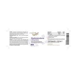 Vita World 3 Pack Hyaluronic Acid 100Mg Joint 3 x 100 Capsules Made in Germany