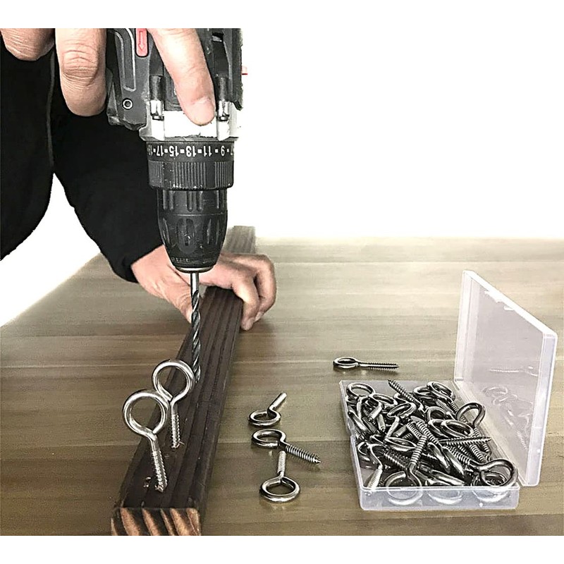 IDEALSV Screw Eyes (304) Stainless Steel 2 Inch Screw Hooks