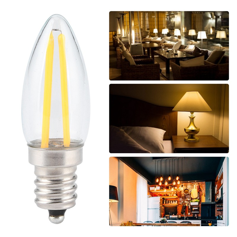 10Pcs E12 Long Filament Small LED Light Bulbs Dimmable Lamp