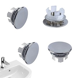 4 Pack Sink Basin Overflow Trim Ring Solid Bathroom Sink Trim Overflow Cover Insert in Hole Round Caps, Double Layer Solid Chrome