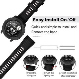 MYSNBKN Compatible with Garmin Instinct 2X Band,Adjustable Soft Silicone Replacement Sport Watch Wristband Strap for Garmin Instinct 2X/Solar/Tactical